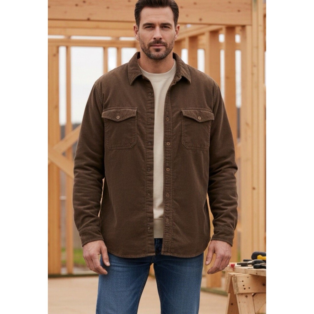 NEW -Levi Strauss & Co Jacket Corduroy Plaid Flannel Lined Trucker Brown Men's
